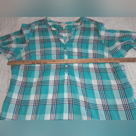 St John's bay women's light weight  plus size plaid blouse cotton size 2X - Picture 8 of 13
